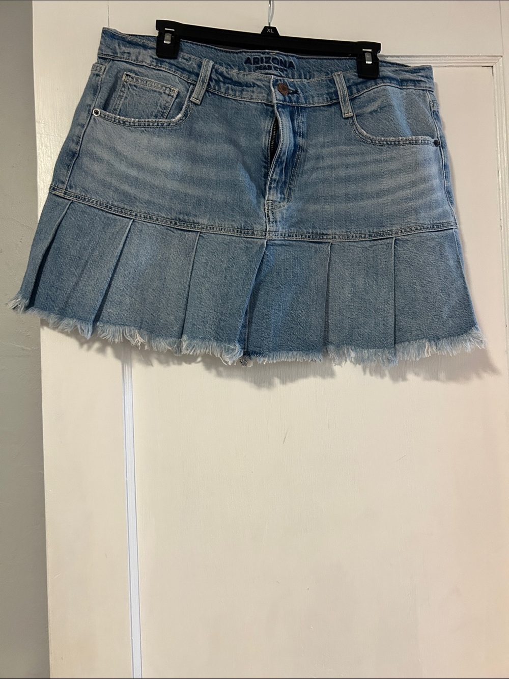 Arizona Jean Company Light Wash Denim Pleated Mini Skirt